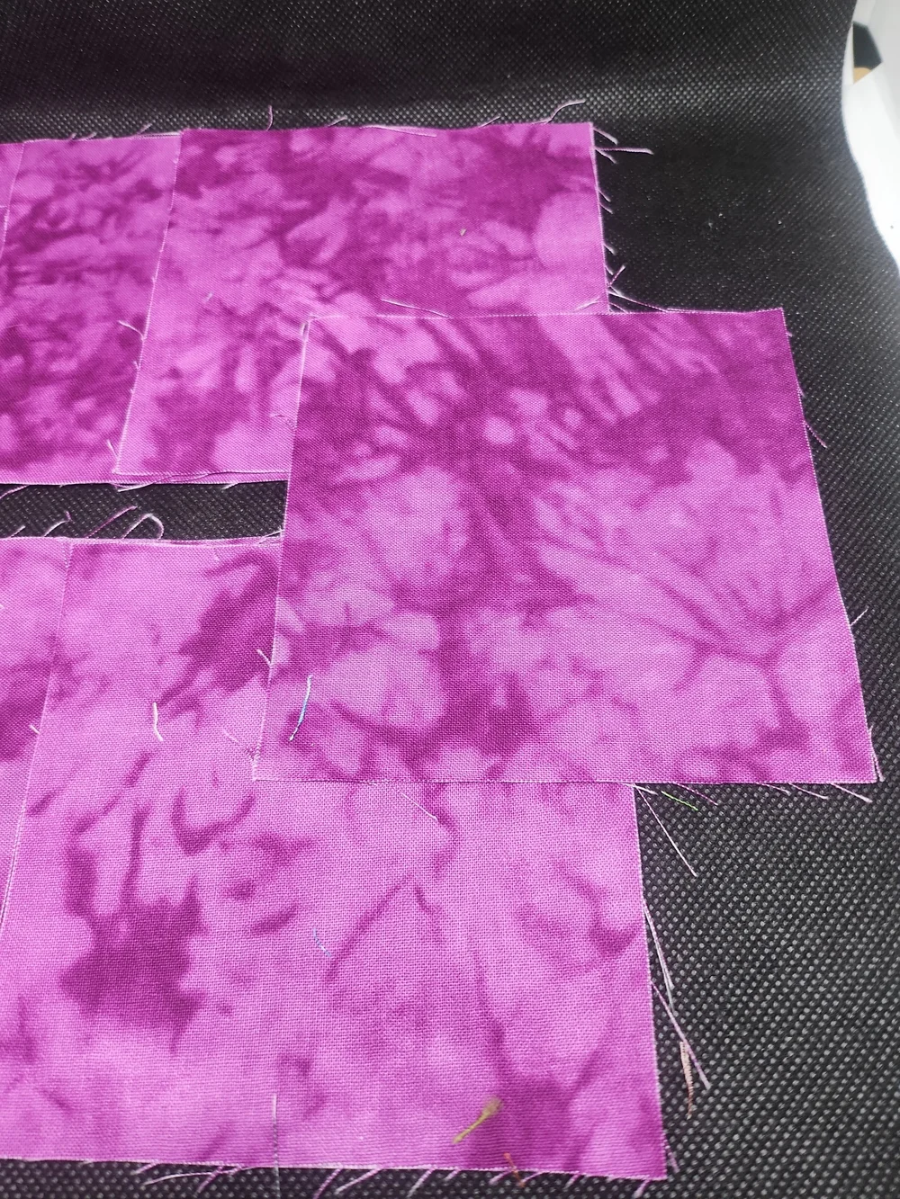 7 4.50 Inch Precut Hot Pink Tie-Dye Cotton Fabric Squares - Craft Quilting Pack